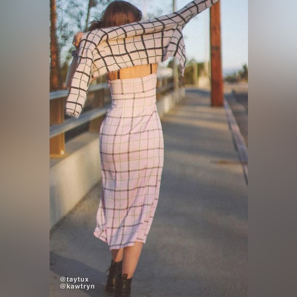 Urban Outfitters Cher Plaid Satin Midi Dress - Picture 6 of 7